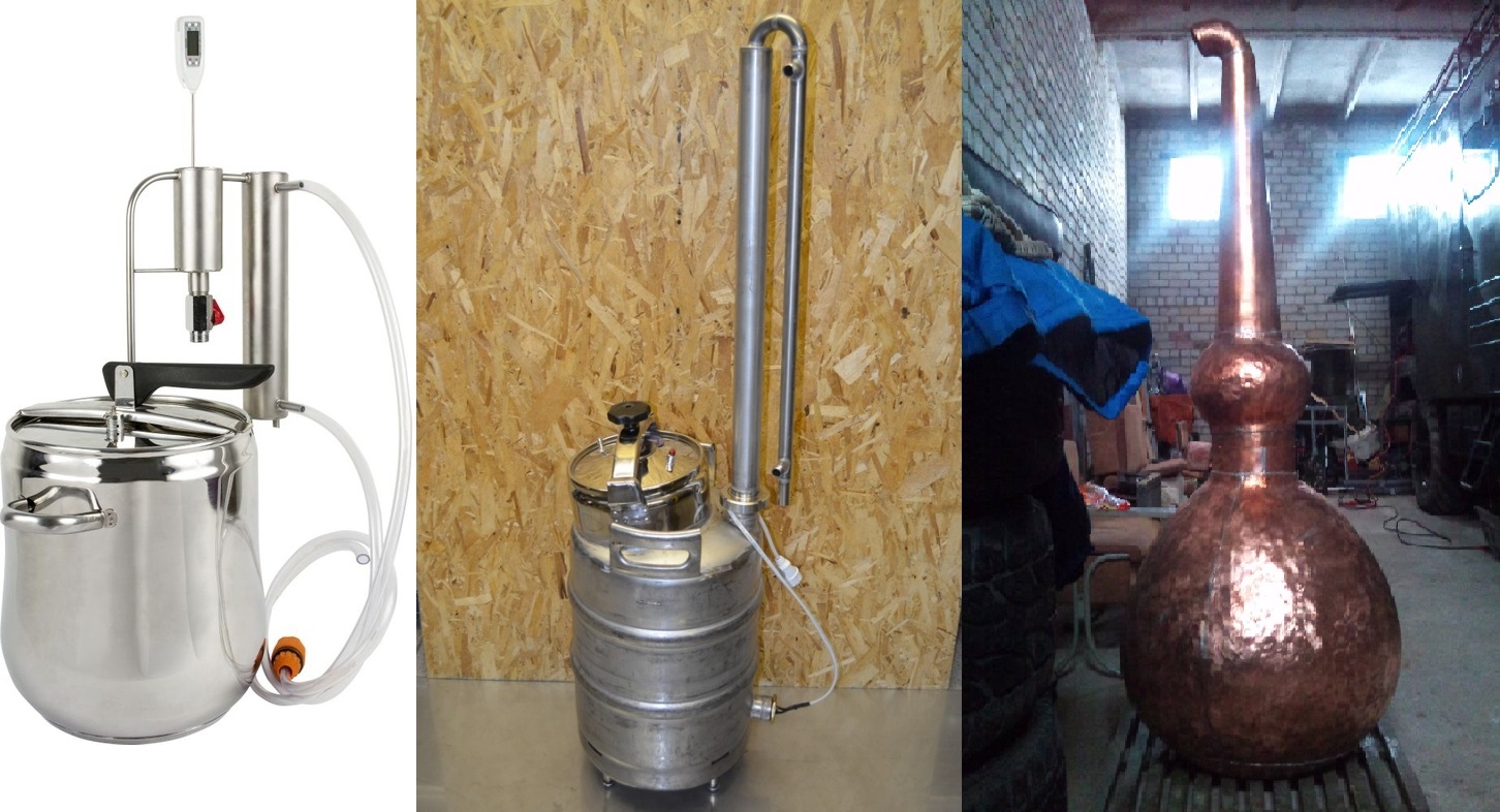 фото типов перегонных кубов при лунном свете для перегонки сусла